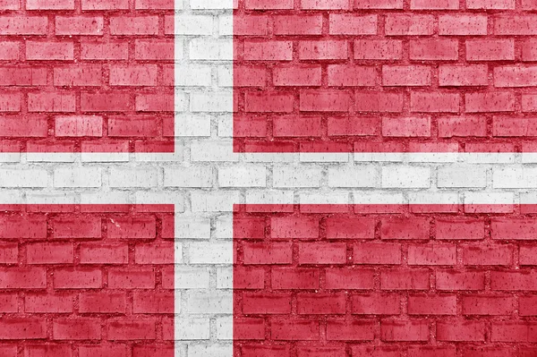 Denmark flag on a brick wall — Stock Photo, Image