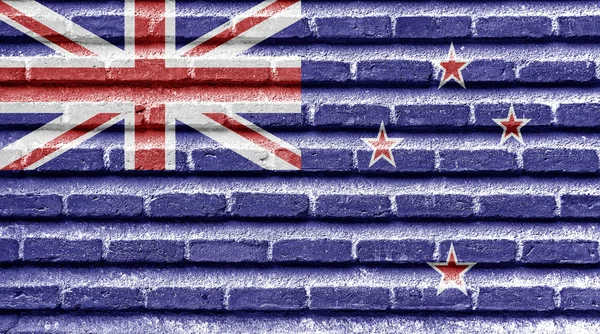 Neuseeland-Flagge auf einer alten Ziegelmauer — Stockfoto