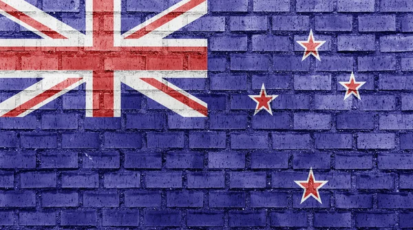 Neuseeland-Flagge an einer Ziegelmauer — Stockfoto