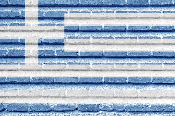 旧砖墙上的希腊国旗 — 图库照片