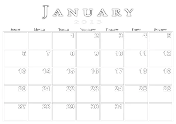 Kalender für 1 / 2013 — Stockfoto