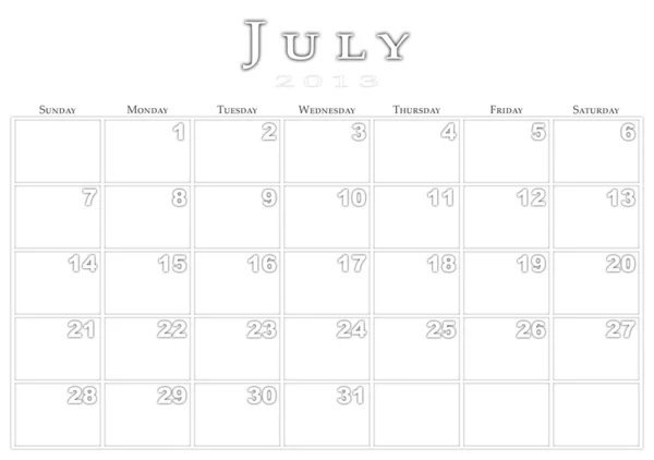 Calendario per il 7 / 2013 — Foto Stock