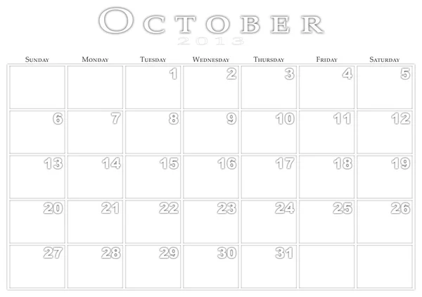 Kalender voor 10/2013 — Stockfoto