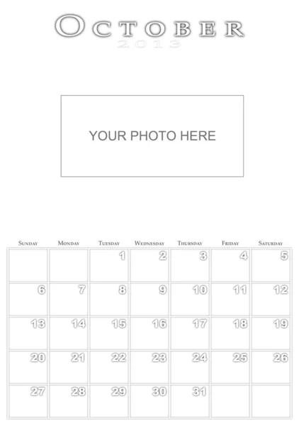 Calendar for October 2013 — Stock Photo, Image