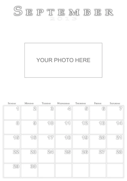 Calendário para setembro de 2013 — Fotografia de Stock