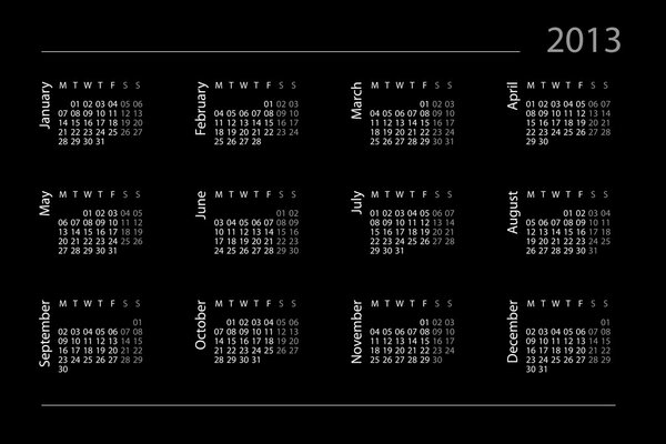 Calendar for 2013