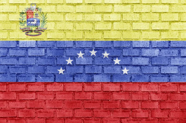 Bandera de Venezuela en una pared de ladrillo —  Fotos de Stock