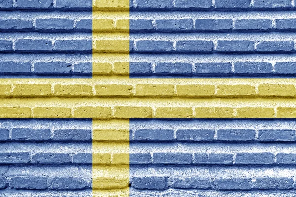 Flaga Szwecji na Starym murem — Zdjęcie stockowe