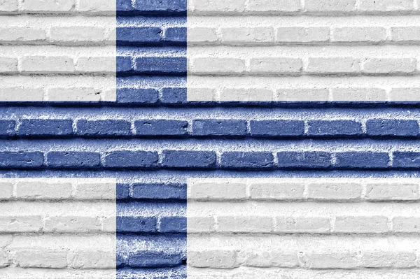 Finland vlag op een oude bakstenen muur — Stockfoto