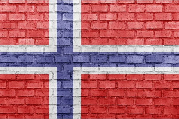Flaga Norwegii na mur z cegły — Zdjęcie stockowe