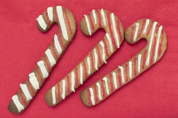 Biscoitos de gengibre de Natal com forma de cana — Fotografia de Stock