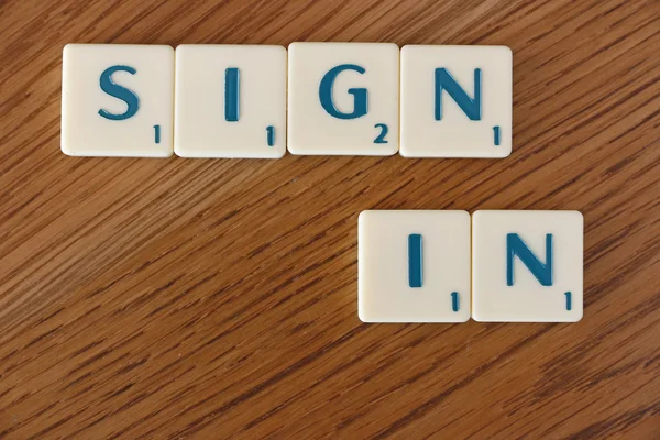 "SIGN IN "merkkiä — kuvapankkivalokuva