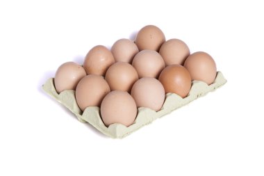 Twelve eggs in a dozen eggs cardboard clipart