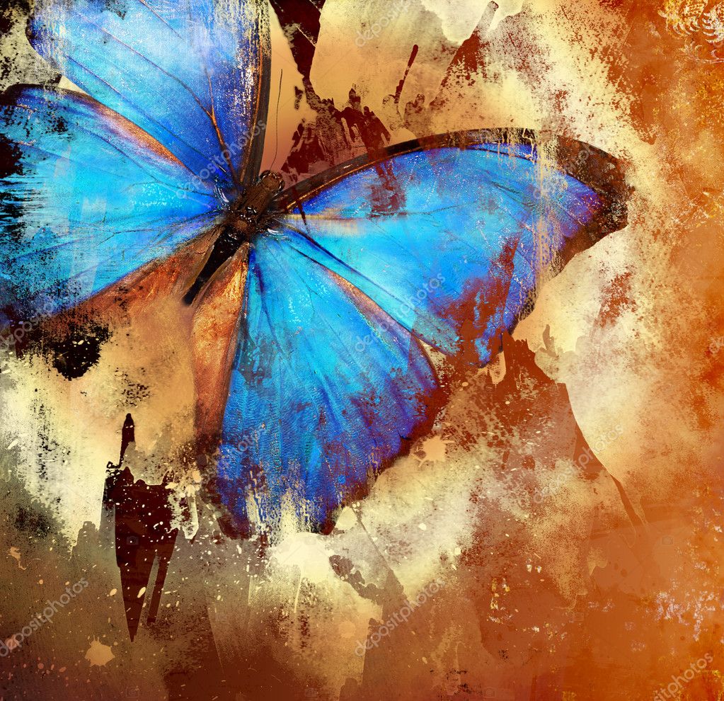 Background in grunge style with butterfly Royalty Free Photo, Stock