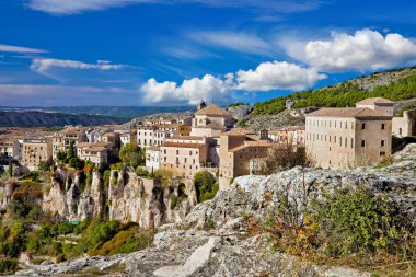 Ancient Spain - Cuenca town on cliff rocks clipart