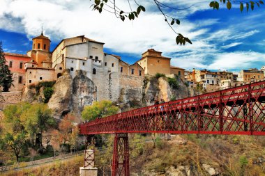 Beautiful Cuenca, Spain, view with bridge clipart