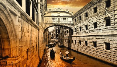 Amazing Venice on sunset. bridge of sights clipart
