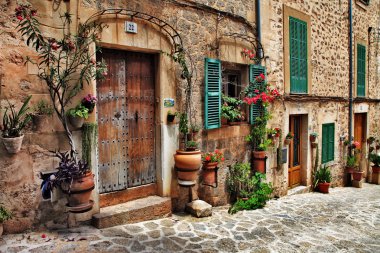Charming streets of old mediterranean towns clipart