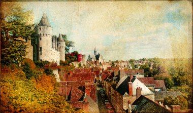 Fransa kaleler (Montresor)-sanatsal retro resim