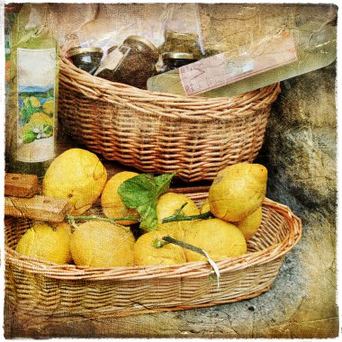 Vintage still life with lemons clipart
