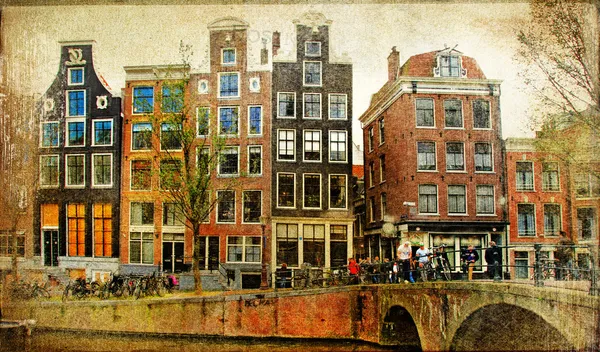 Amsterdam - retro stylizovaný obraz — Stock fotografie