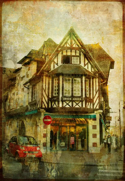 Pretty towns of Normandy - picture in retro style — Stock Photo, Image