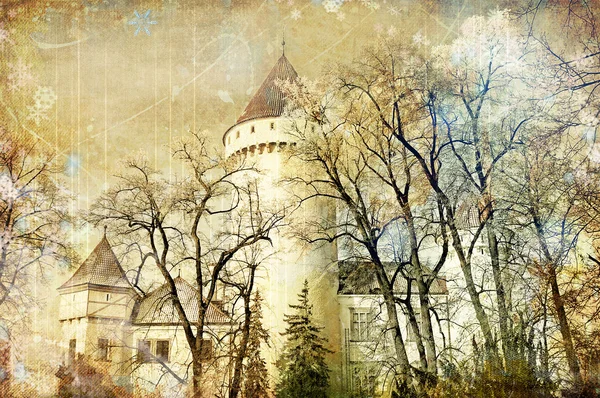 Fairy vintern castle — Stockfoto
