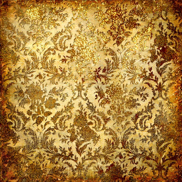 黄金パターンとグランジ スタイルのヴィンテージの装飾的な背景 — ストック写真