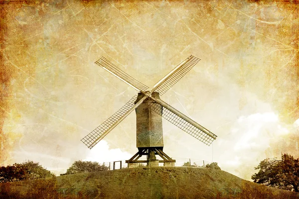 Windmill on the hill - toned picture in retro style — Stock Photo, Image