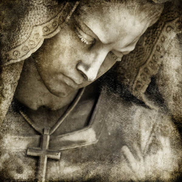 Beautiful dark sculptures - Staglieno cemetery, Genoa,Italy. Artistic picture