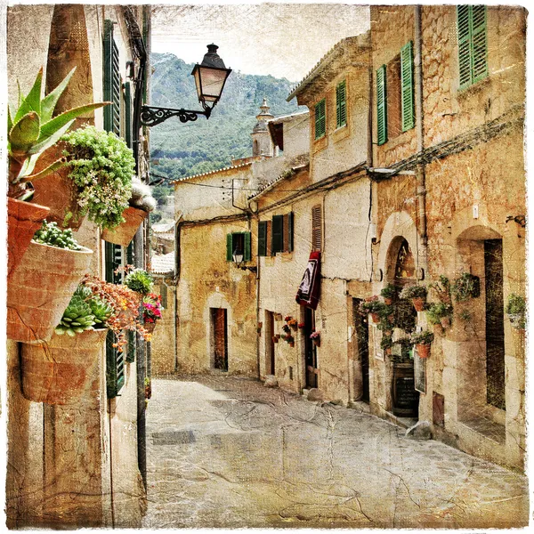 Eski Akdeniz kasabalarının büyüleyici sokakları — Stok fotoğraf