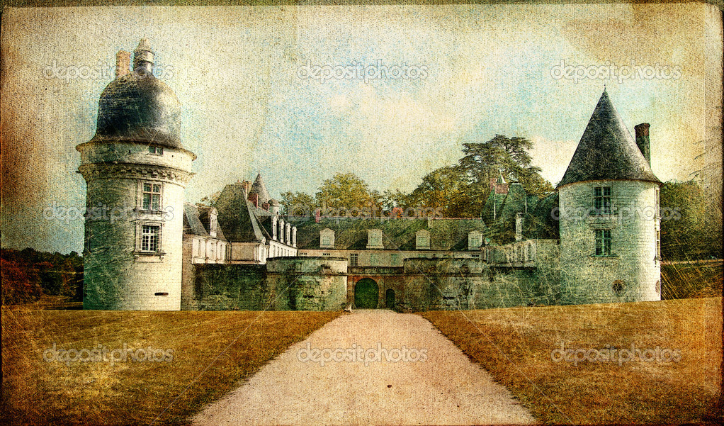 Gue-Pean castle (Loire valley) - artistic vintage picture ⬇ Stock Photo