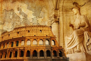 Old Rome - conceptual collage in retro style clipart
