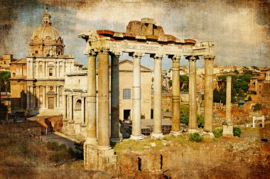 Roman forums - picture in retro style clipart