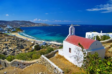 Küçük kilise mykonos island, Yunanistan'ın güzel manzaralı