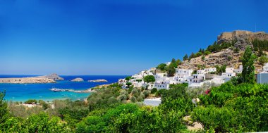 Lindos Rhodes Adası, Yunanistan 'dan Lindou Körfezi' ne