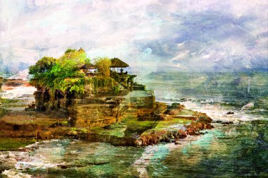Bali dili antik tapınak - tarzı resim içinde resim