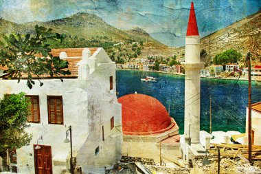 Beautiful Kasteloriso bay (Greece, Dodecanes) - artwork in painting style clipart