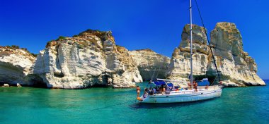Greek holidays - beautiful island Milos - Kleftiko bay clipart