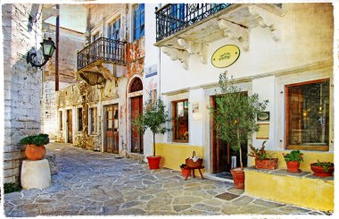eski resimsel sokaklar, Yunanistan - retro resim