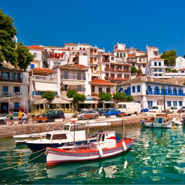 Picteresque town in Greece clipart
