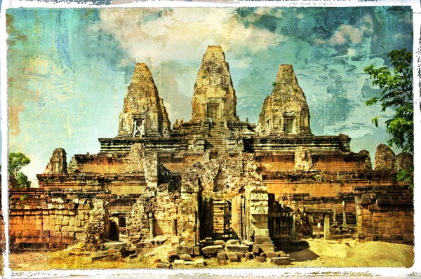 Alte kambodschanische Tempel pre rup - Kunstwerk im Retro-Stil — Stockfoto