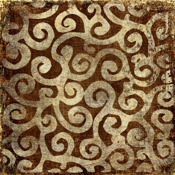 Vintage brown background with golden patterns — Stock Photo, Image