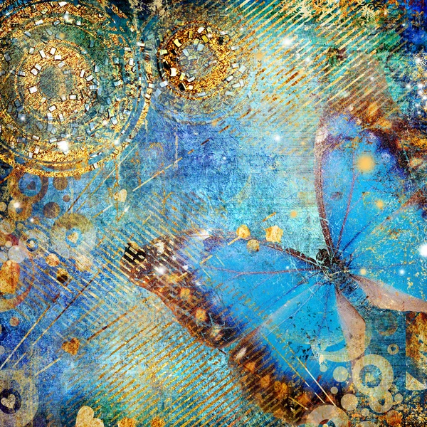 sanatsal dağınık mavi arka plan ile kelebek