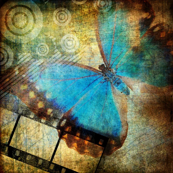 Grungy artwork with butterfly — Stock Photo, Image