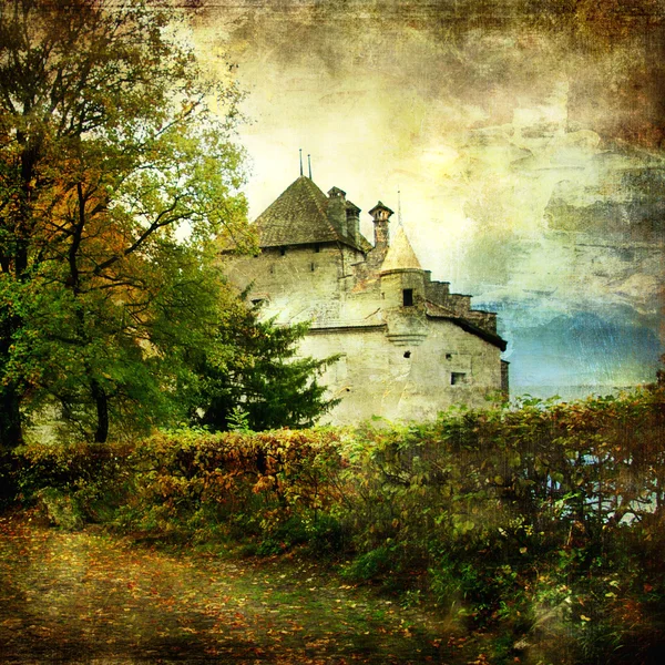 Chillion castle - picture in watercolor style — Stock Photo, Image