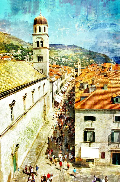 Oude dubrovnik - artistieke foto in schilderij stijl — Stockfoto