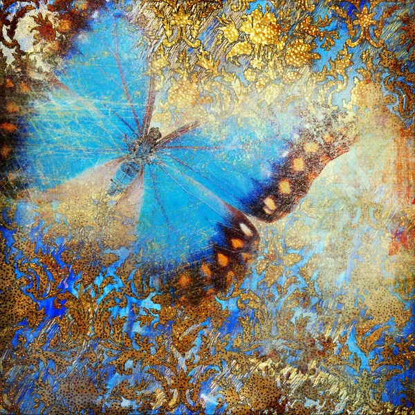 Mottled vintage background with butterflies — Stock Photo, Image