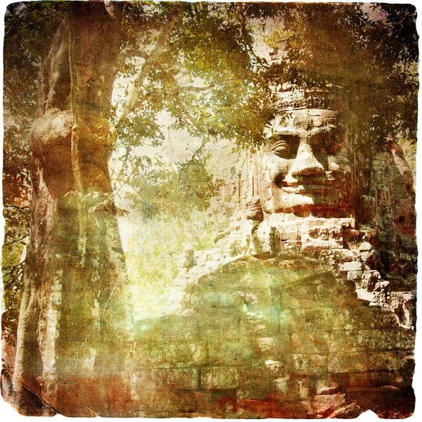 Ancient Cambodia - artwork retro series — Stock Photo, Image