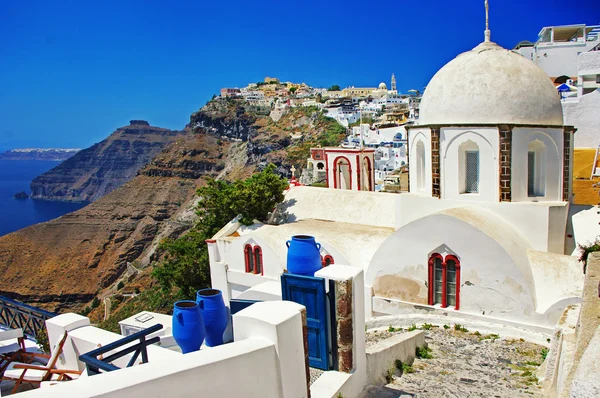 Colores de Santorini - ciudad de Fira pictórica — Foto de Stock